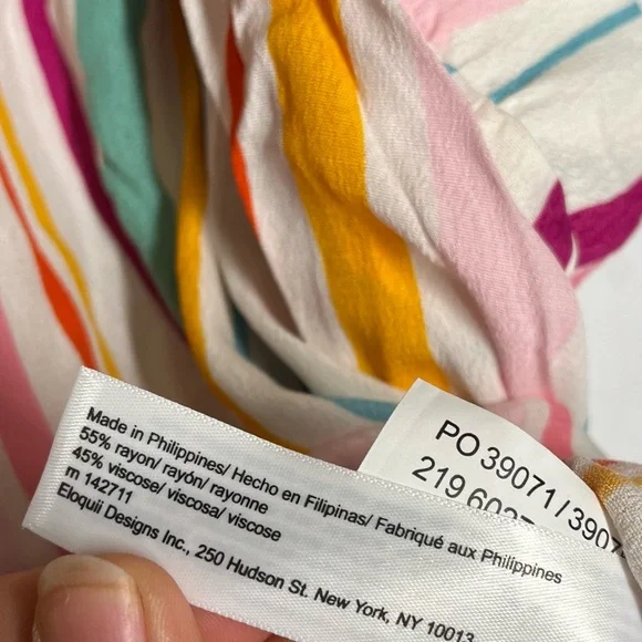 ELOQUII Rainbow Tiered Maxi Skirt With Slit Pull On Elastic Waist Colorful - Picture 7 of 9